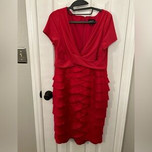 Adrianna Papell Size 10 Fuschia Tiered Ruffle Dress